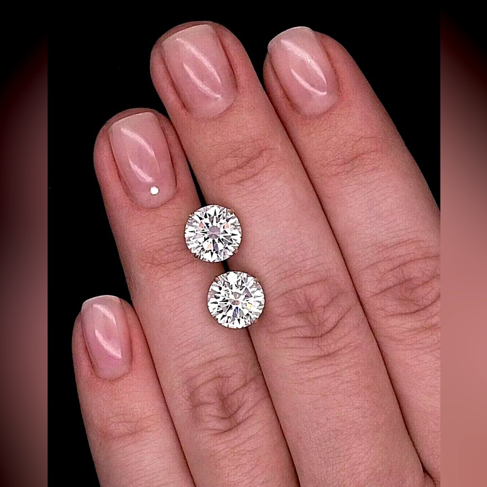 COPY - 4.00 Ct Round Cut VVS1/D GRA Real Moissanite Stud Earrings 14k White Gol…